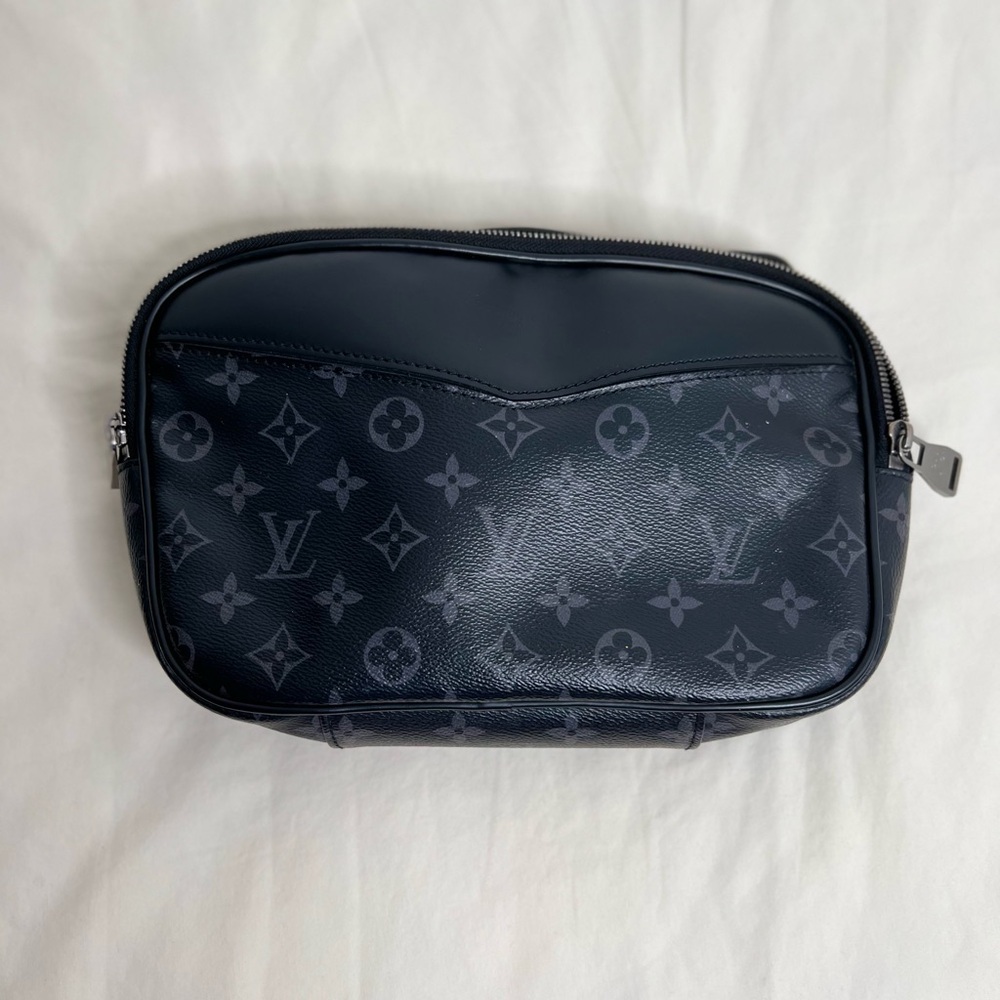 【Used】LOUIS VUITTON Bumbag Monogram Eclipse M42906 Black Strap Missing